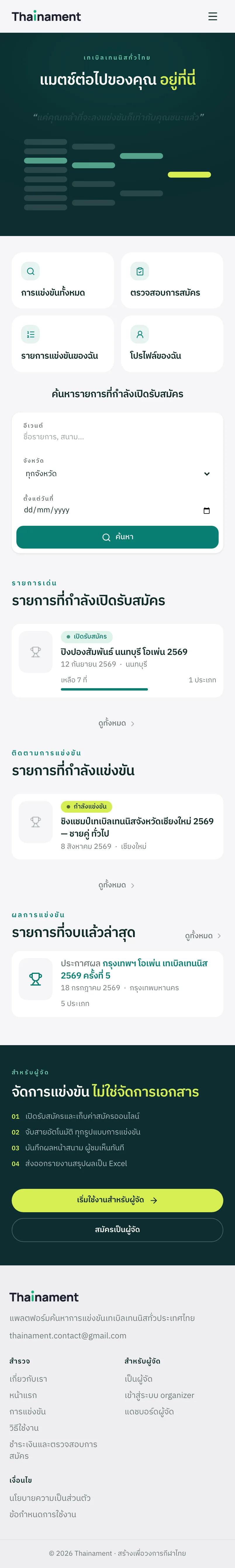 เปิดหน้าแรกของ Thainament